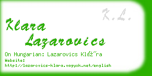 klara lazarovics business card